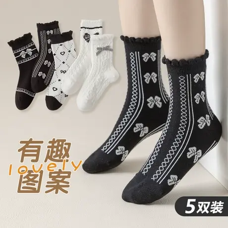 儿童袜子女童春秋款中筒袜女孩公主花边棉袜宝宝秋冬薄款2022新款图片