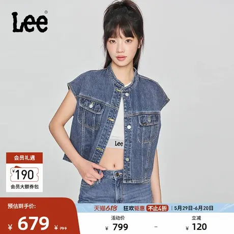 Lee商场同款25春夏新品舒适版中蓝色短款女牛仔背心LWT0102255PN图片