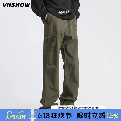 VIISHOW户外冲锋裤男新款美式夏季休闲直筒防风束脚工装裤子男生商品大图