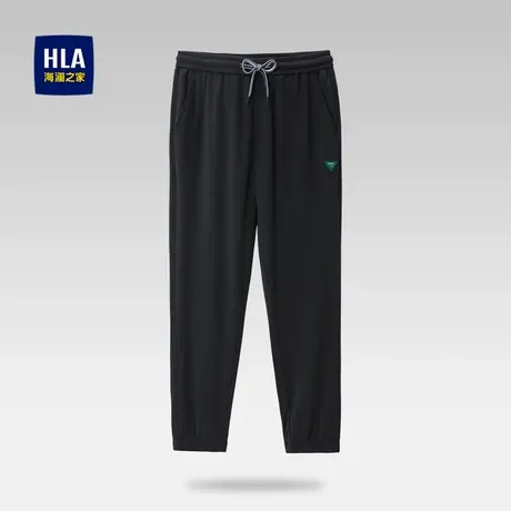 HLA/海澜之家休闲裤男抽绳系带松紧腰运动风直筒含莫代尔九分裤男图片