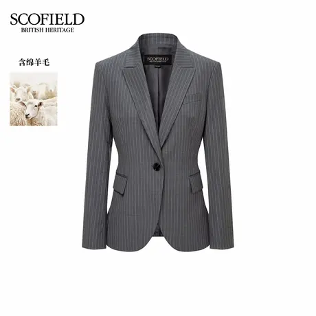 【含羊毛】Scofield女装智性条纹单粒扣西装外套2025秋季新品图片