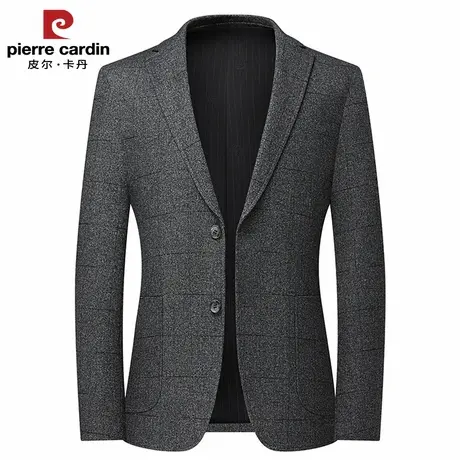 皮尔卡丹冬季新款男士西服外套中年爸爸装加绒加厚保暖休闲西装商品大图
