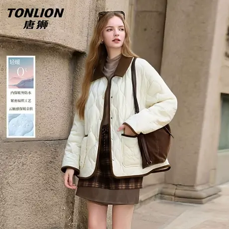 唐狮官方棉服女款冬季2026新款小个子加绒加厚翻领保暖夹棉外套VB图片