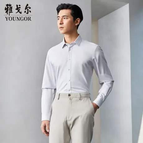 雅戈尔奥莱 商场同款男士长袖衬衫秋季新款官方商务休闲免烫衬衫商品大图