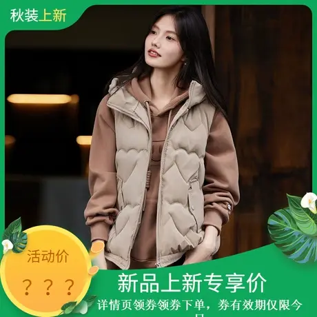 时尚保暖马甲2023年冬季新款女士百搭气质温柔韩版连帽无袖棉上衣图片