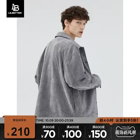 Lilbetter仿麂皮绒外套2023新款春秋褂子美式复古男装工装夹克男商品大图
