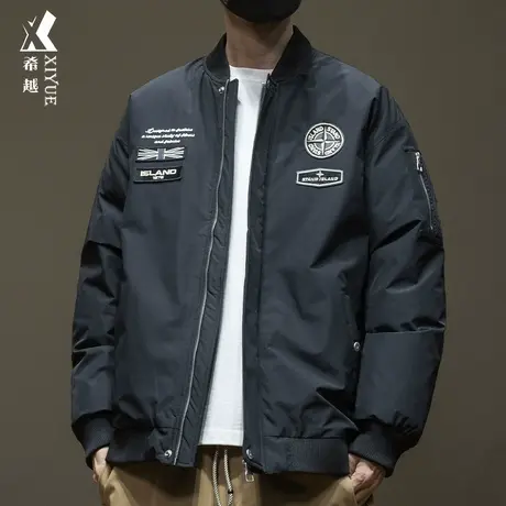希越新国标夹克式羽绒服男宽松大码2023秋冬户外三防飞行员外套潮商品大图