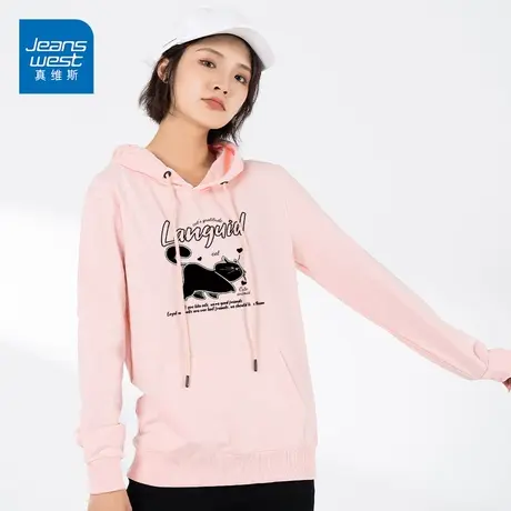 真维斯连帽卫衣女2023春季新款原创印花长袖打底衫潮图片