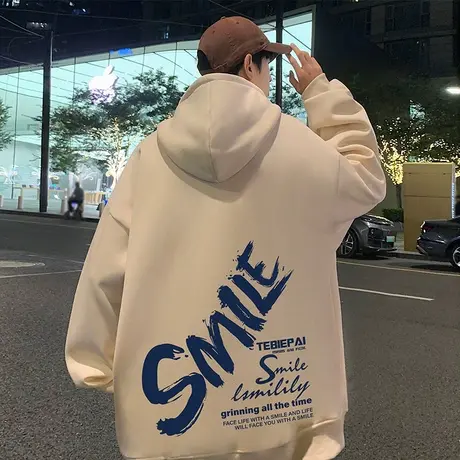 开衫卫衣男秋冬款2023新款连帽宽松潮牌oversize秋季加绒拉链外套商品大图