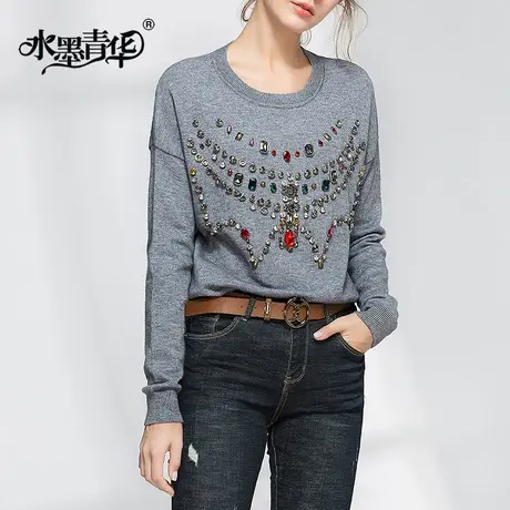 【1件7.9折】新品春春时尚典雅通勤长袖毛衣休闲宽松优雅上衣女Z商品大图