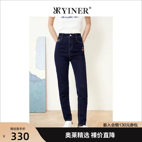 音儿美地女装2022秋季新款高腰显瘦铅笔裤小脚牛仔裤图片