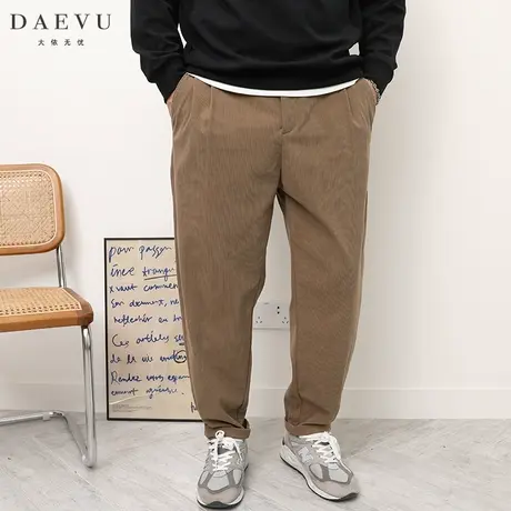 DAEVU秋新款廓版小脚大号潮胖子弹力加肥加大码男士灯芯绒休闲裤商品大图