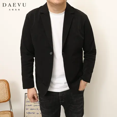 DAEVU春秋款韩系潮胖子大号加肥加大码男士短款商务休闲西服外套商品大图