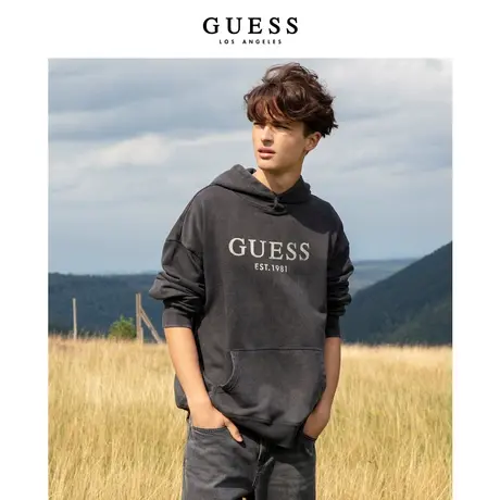 GUESS 情侣款复古运动oversize休闲连帽卫衣-M3PP35K2Q40商品大图