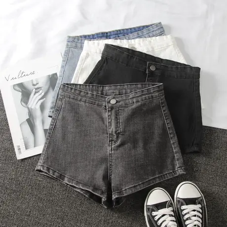 水洗弹力基础牛仔短裤女2022韩版春季高腰显瘦百搭包臀铅笔短裤潮商品大图