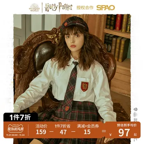 SPAO哈利波特合作系列秋冬新款男女同款休闲衬衫SPYWB49D21图片