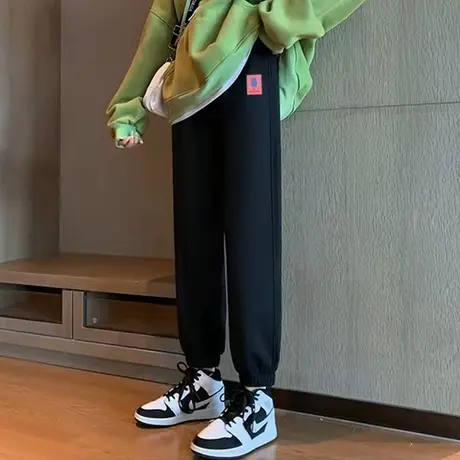 哈伦裤子女春秋宽松韩版小个子卫裤高腰直筒休闲运动束脚裤潮ins图片