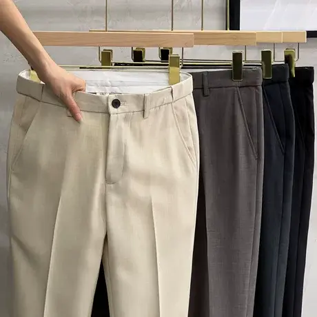 男士九分裤春季锥形垂感裤子修身休闲裤男韩版百搭收腿小脚小西裤商品大图