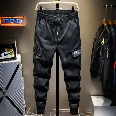 夏季款余文乐潮牌休闲裤男韩版潮流百搭工装裤宽松直筒小脚束脚裤商品大图