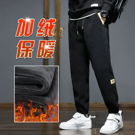 加绒加厚男士休闲长裤秋冬款防风抗寒冬季男生加棉裤保暖外穿冬裤商品大图