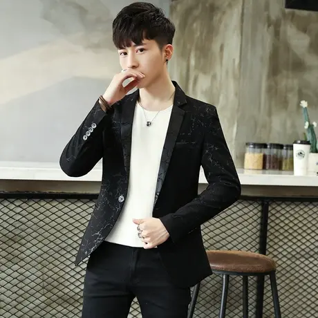 2019新款个性休闲西装男韩版修身帅气小西装男士西服外套男春秋潮商品大图