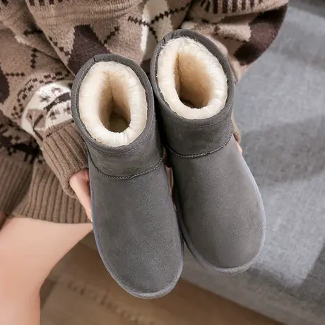 东北防滑雪地靴女短筒2023秋冬新款保暖加绒加厚韩版棉鞋面包鞋子图片