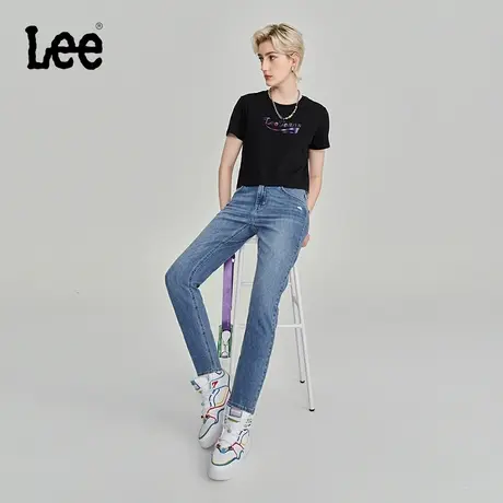 Lee商场同款23秋冬新品413高腰锥形蓝色女牛仔裤LWB100413100-038商品大图