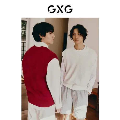 GXG男装 新年系列龙腾祥云提花V领毛衫背心男毛衣内搭 24春新品图片