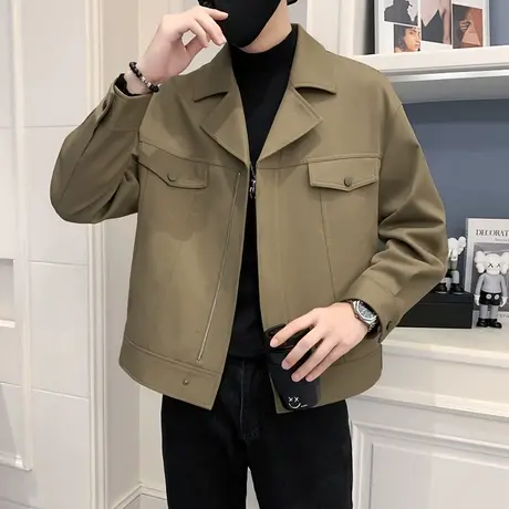 春秋季短款风衣外套男潮牌男装褂子2023新款上衣痞帅潮流机车夹克商品大图