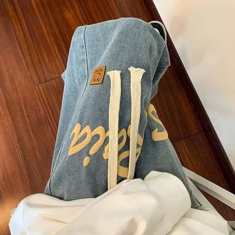 美式复古发泡牛仔裤男夏季高街vibe宽松长裤大码潮牌直筒休闲裤子商品大图