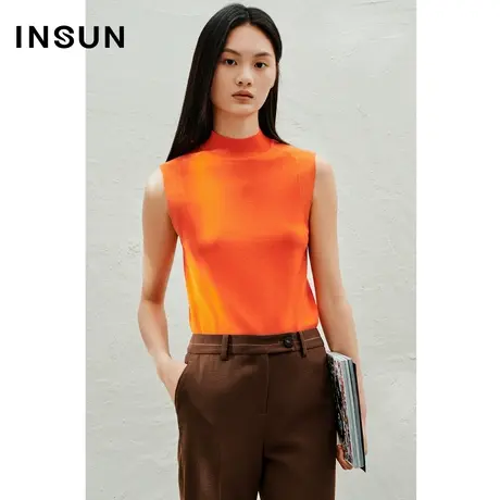INSUN恩裳春季高领金丝内搭弹力针织背心图片