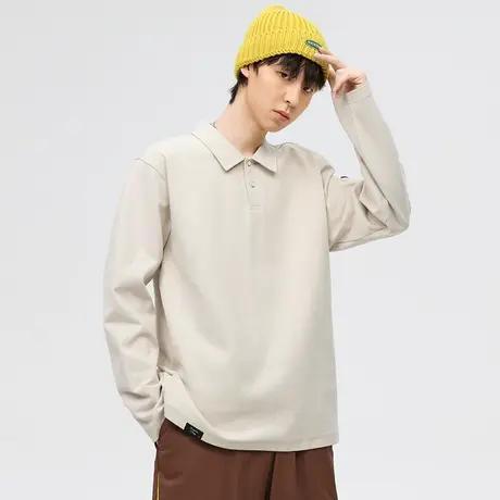 男士美式polo领卫衣男衣服痞帅高级感男装上衣长袖t恤打底衫内搭商品大图