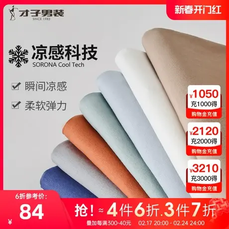 【凉感科技】才子圆领短袖T恤衫男2023夏季新款纯色印花刺绣品牌T图片