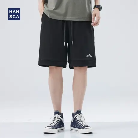 hansca夏季短裤男生2023新款潮牌休闲运动裤夏天直筒宽松五分裤子商品大图