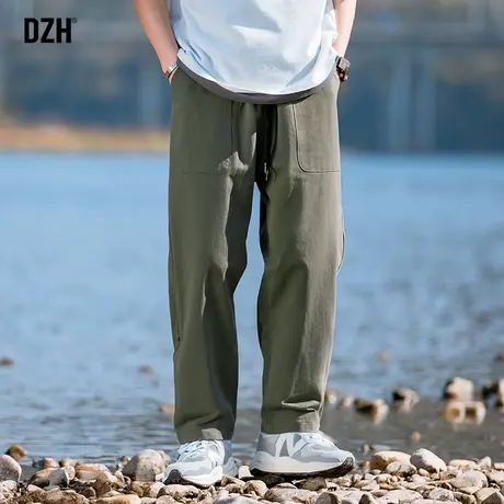 男士军绿色裤子男款美式高街春秋款休闲工装裤直筒2024新款伐木裤商品大图