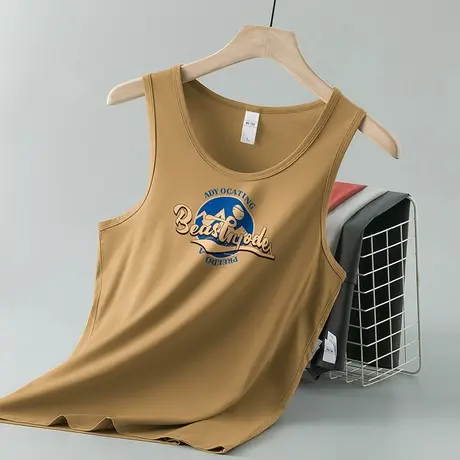 莫代尔背心男夏季冰丝凉感无袖t恤跨栏健身篮球速干吊带运动坎肩商品大图