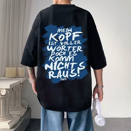 夏季短袖t恤男ins潮牌字母印花体恤潮流港风宽松2023新款纯棉半袖商品大图