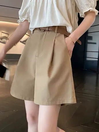 夏季五分短裤女2023年新款宽松百搭高腰显瘦西装休闲直筒阔腿裤薄图片