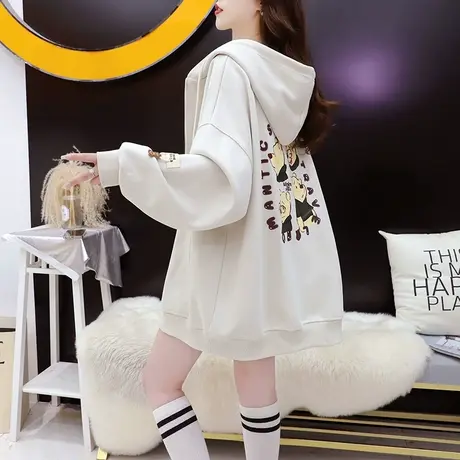 减10】设计感连帽卫衣开衫女2023新款早秋宽松休闲百搭慵懒风上衣图片