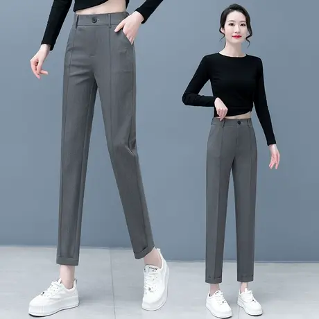 灰色西装裤女小个子春夏2023新款工作职业西裤直筒显瘦烟管裤九分商品大图