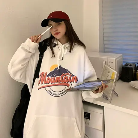 秋冬季卫衣女男装上衣潮流休闲宽松班服男女情侣圆领印花男女同款商品大图