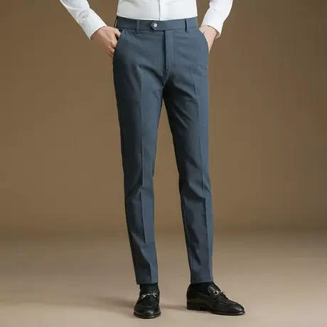 POWO西裤男韩版修身春秋西服裤子商务休闲正装免烫小脚男士西装裤图片