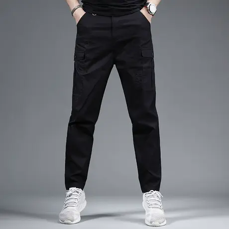 黑色休闲裤男2023夏季新款潮牌宽松直筒潮流个性男士薄款工装裤子商品大图