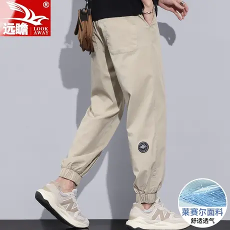 天丝休闲裤男夏季薄款2023新款潮牌宽松冰丝男士工装束脚九分裤子商品大图