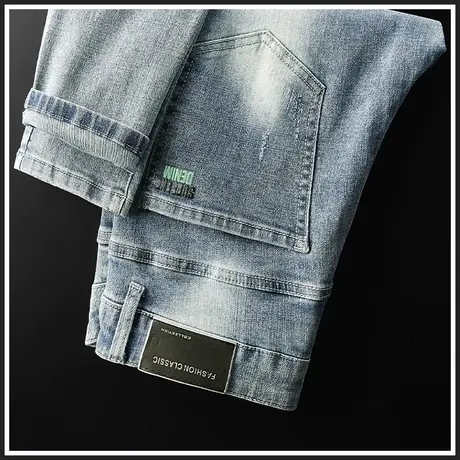 高端复古牛仔长裤男士宽松直筒休闲男裤子2023新款秋季秋冬款秋装商品大图