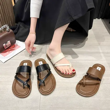 人字拖女平底沙滩凉拖夏外穿2024年新款时尚复古网红休闲夹脚拖鞋图片