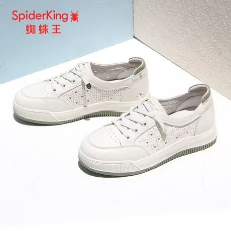SPIDER KING/蜘蛛王小白鞋女真皮2023夏季商场新款板鞋洞洞鞋女潮商品大图