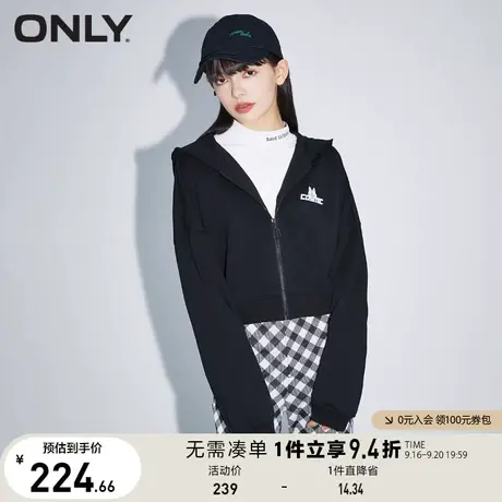【买5免1】ONLY奥莱夏季复古大拉链卡通印花连帽开衫卫衣女商品大图