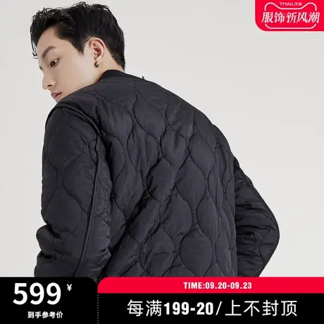 字母刺绣纯色简约冬季潮流工装时尚休闲连帽男生中长款棉服外套图片