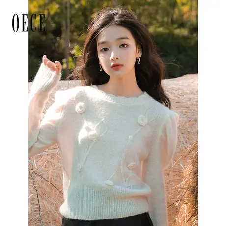 【新品】Oece高级感气质毛衣2022秋冬季新款甜美软糯针织衫女图片